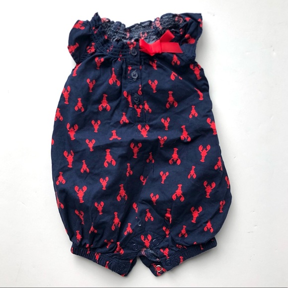 Carter's Other - 🌟Host Pick🌟 Adorable Lobster Patterned Romper in Navy Blue and Red